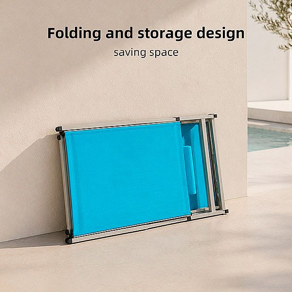 Wholesale Folding Outdoor Sun Lounger with Multi-Level Adjustable Backrest and Removable Headrest for Poolside Patio - 11D25K