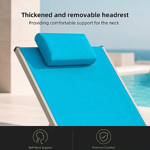 Wholesale Folding Outdoor Sun Lounger with Multi-Level Adjustable Backrest and Removable Headrest for Poolside Patio - 11D25K