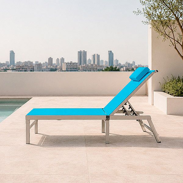 Wholesale Folding Outdoor Sun Lounger with Multi-Level Adjustable Backrest and Removable Headrest for Poolside Patio - 11D25K