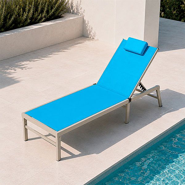 Wholesale Folding Outdoor Sun Lounger with Multi-Level Adjustable Backrest and Removable Headrest for Poolside Patio - 11D25K