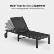 Wholesale Outdoor Metal Sun Lounger with Wheels and Breathable Mesh Fabric for Patio Poolside Supply - 11D25O