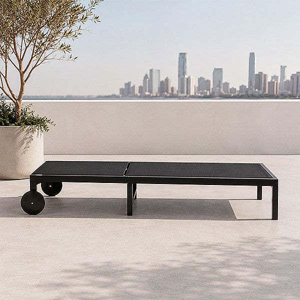 Wholesale Outdoor Metal Sun Lounger with Wheels and Breathable Mesh Fabric for Patio Poolside Supply - 11D25O
