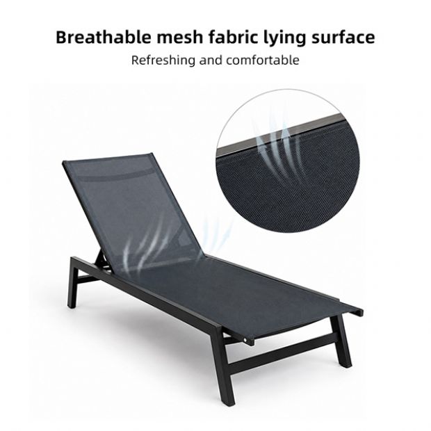 Wholesale Outdoor Sun Lounger 550g Breathable Mesh Surface Adjustable Backrest KD Structure for  Poolside Supply - 11D25P