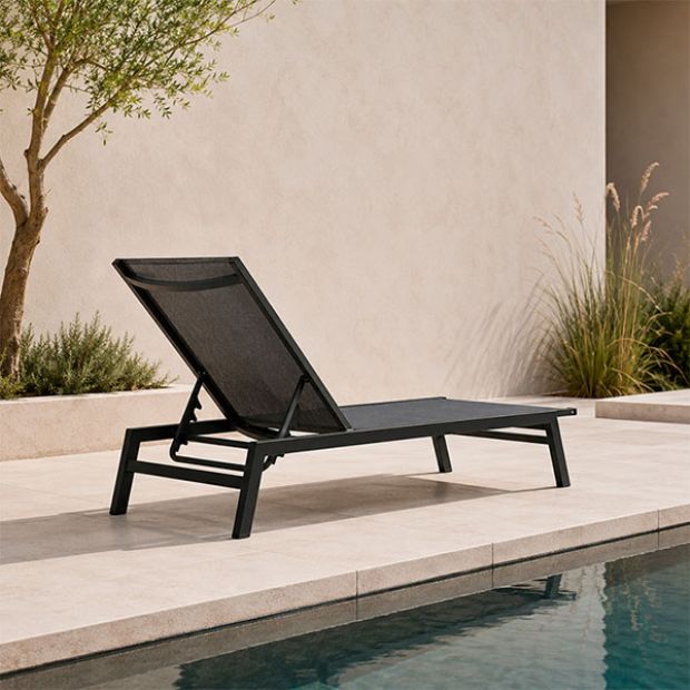 Wholesale Outdoor Sun Lounger 550g Breathable Mesh Surface Adjustable Backrest KD Structure for  Poolside Supply - 11D25P
