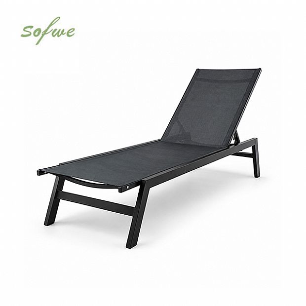 Wholesale Outdoor Sun Lounger 550g Breathable Mesh Surface Adjustable Backrest KD Structure for Poolside Supply - 11D25P