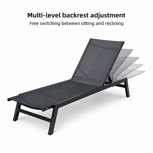 Wholesale Outdoor Sun Lounger 550g Breathable Mesh Surface Adjustable Backrest KD Structure for Poolside Supply - 11D25P