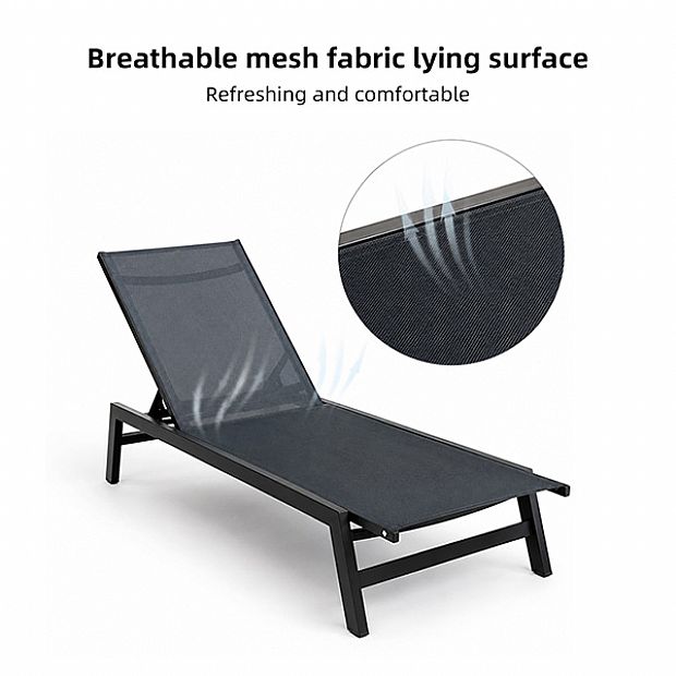 Wholesale Outdoor Sun Lounger 550g Breathable Mesh Surface Adjustable Backrest KD Structure for Poolside Supply - 11D25P
