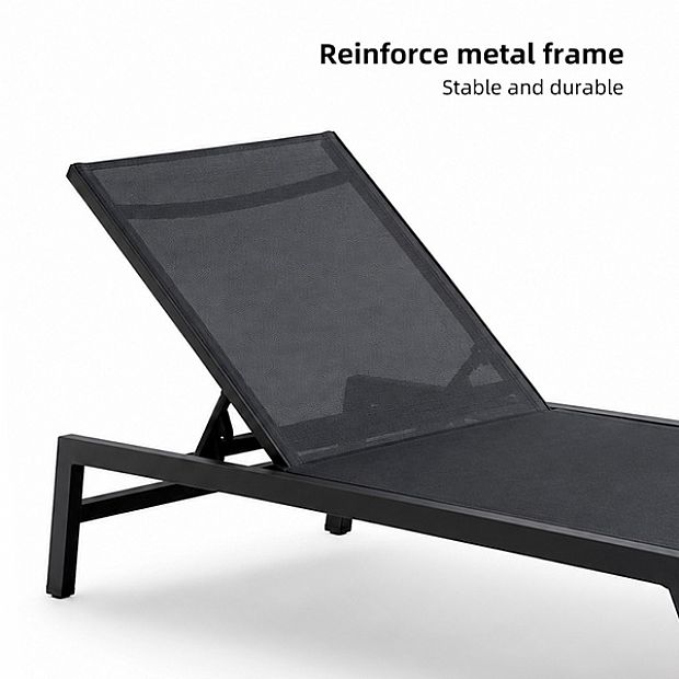 Wholesale Outdoor Sun Lounger 550g Breathable Mesh Surface Adjustable Backrest KD Structure for Poolside Supply - 11D25P