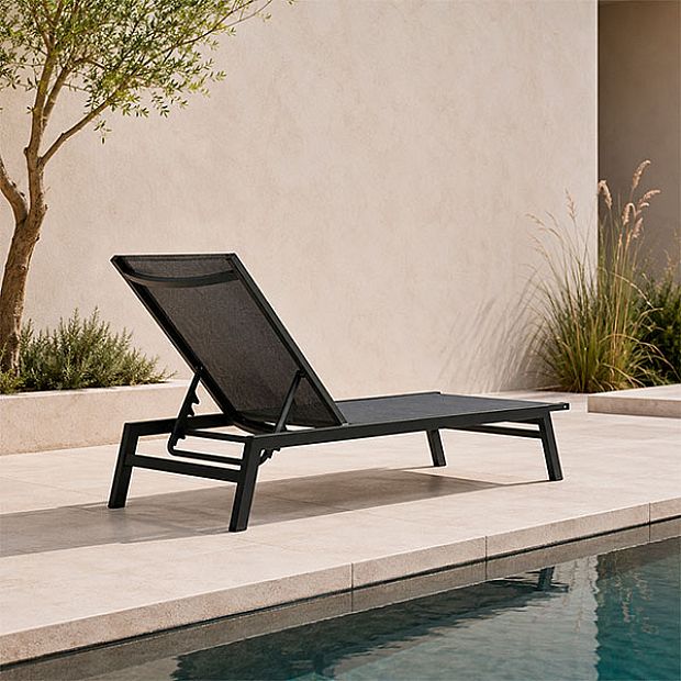 Wholesale Outdoor Sun Lounger 550g Breathable Mesh Surface Adjustable Backrest KD Structure for Poolside Supply - 11D25P