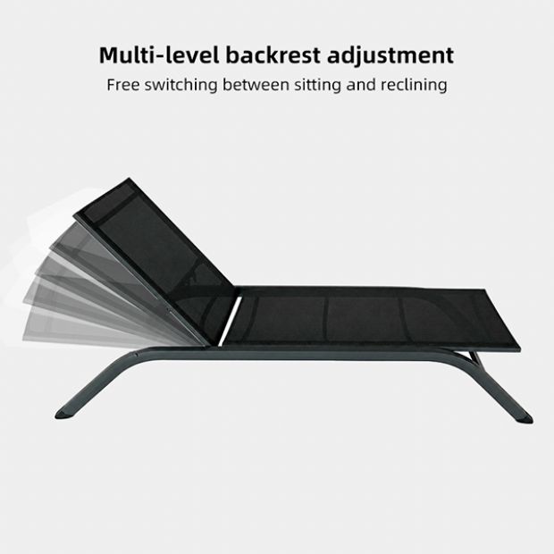 Wholesale Outdoor Sun Lounger Aluminum Curved Frame PVC Coated Mesh Adjustable Backrest Low Profile Patio Poolside - 11D25Q