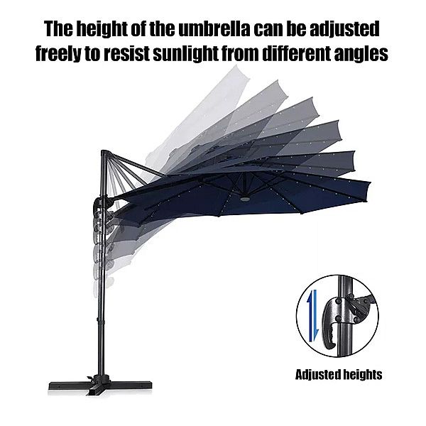 Solar LED 360-Degree Rotation Cantilever Patio Umbrella - 11U01K